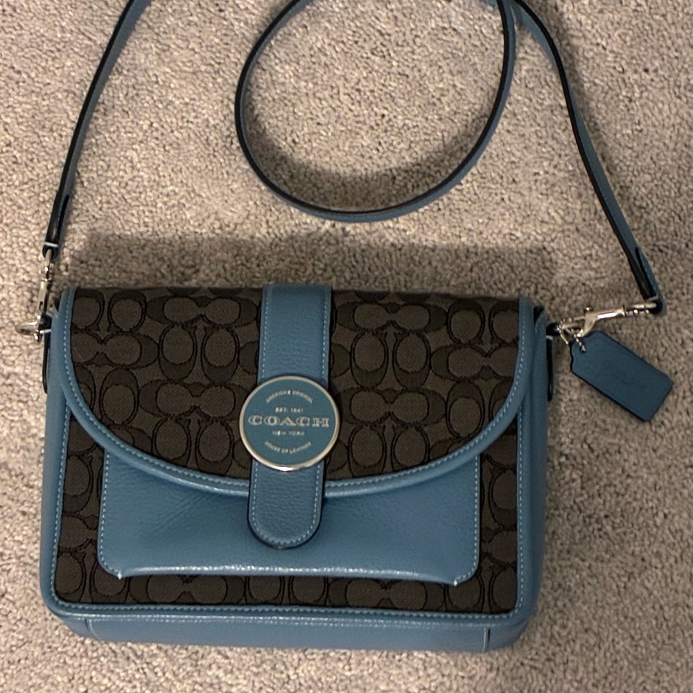 Coach Blue and Brown Crossbody Bag